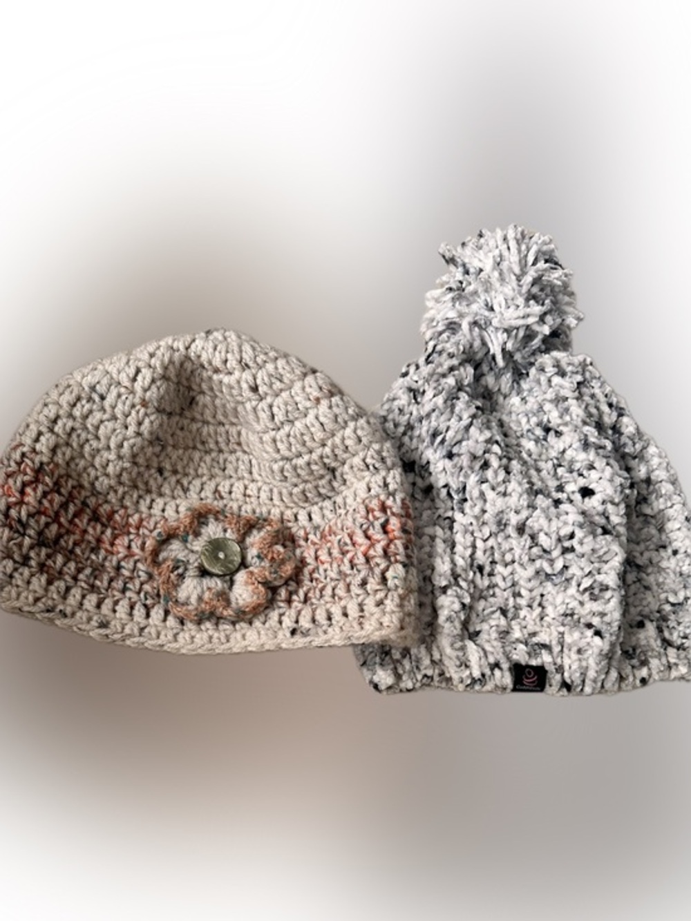 Bundle - Handmade Mixed Media Beanie hat with Rosett & Cuddl Duds’ chenille hat